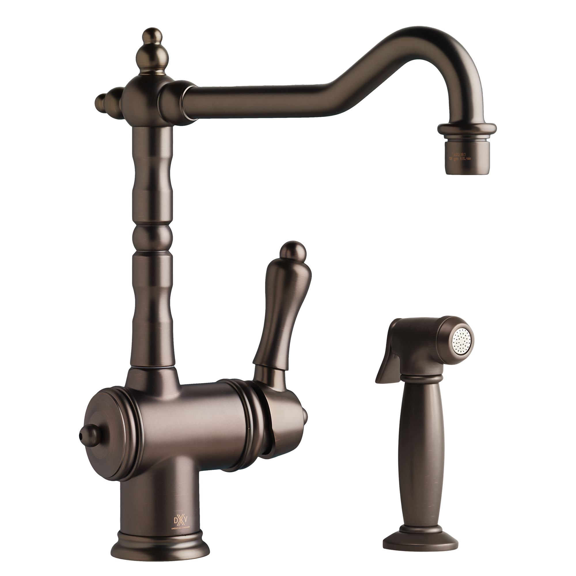 Victorian Single Handle Kitchen Faucet with Side Spray and Lever Handle